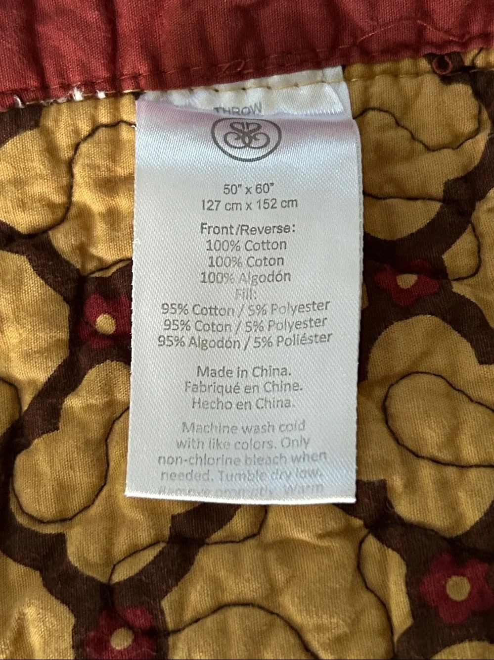 SET OF 2 Brown Floral Quilted BLANKETS 50x60